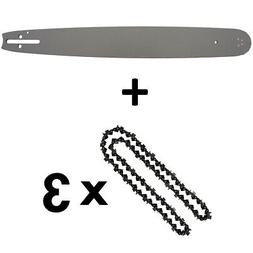 Guide 20 pouces  avec lot de 3 cha&icirc;nes 76 maillons pour tro