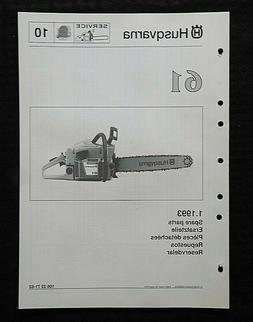 V&eacute;ritable HUSQVARNA Mod&egrave;le 61 Tron&ccedil;onneuse Pi&egrave;ces List C